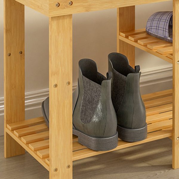 Traditional Chinese Rectangle Heather Bamboo Shoe Storage 1-Shelf For Entryways - Image 10