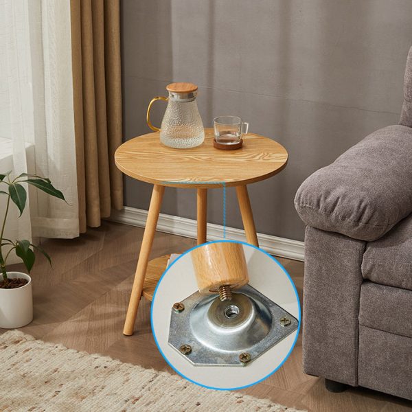 Modern Simplicity Round Wood Grain Board Top End Table 2-Tier For Living Room - Image 7