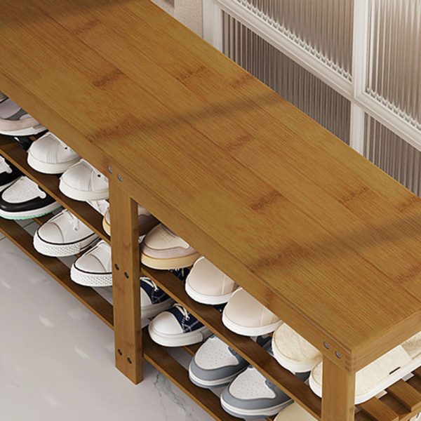 Modern Minimalist Rectangle Heather Bamboo Shoe Storage 2-Shelf For Entryways - Image 12