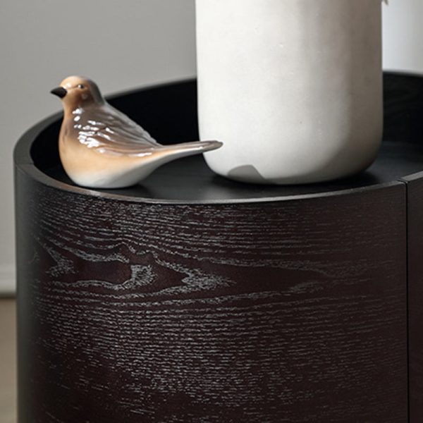 Modern Minimalist Round Cylinder Wood Nightstand 1-Drawer For Bedroom - Image 6