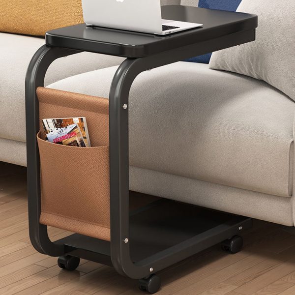 Modern Minimalist Square Tabletop Density Board Metal Side Table 1-Storage For Living Room - Image 7