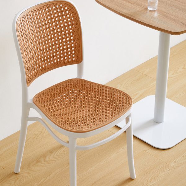 Modern Minimalist Square Rattan Plastic Dining Chair For Dining Room - Image 3