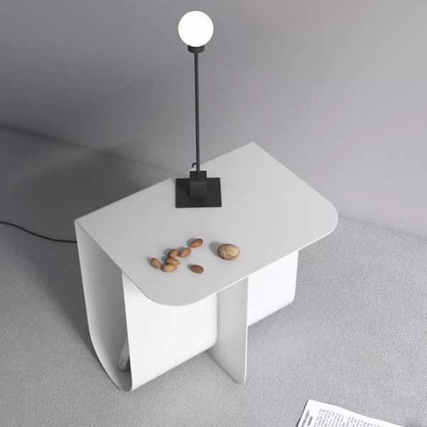 Modern Minimalist Round Rectangular T Shape Iron Stainless Steel End Table 1-Storage For Bedroom - Image 12