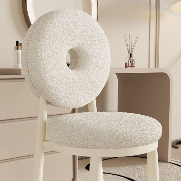 Contemporary Nordic Lambswool Carbon Steel Sponge Round Dining Chair Backrest For Dining Room - Image 7