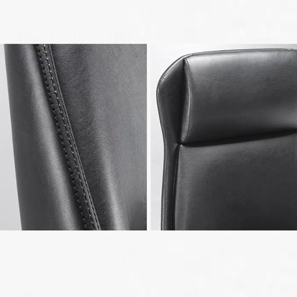 Modern Minimalist Rectangular High Back Leather Carbon Steel Desk Chair For Home Office - Image 12