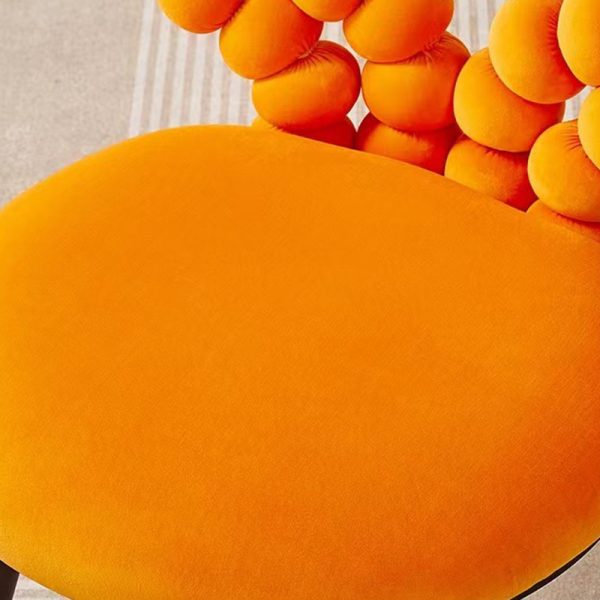 Contemporary Scandinavian Velvet Sponge Metal Heart Ball Round Vanity Stool Backrest For Bedroom - Image 7
