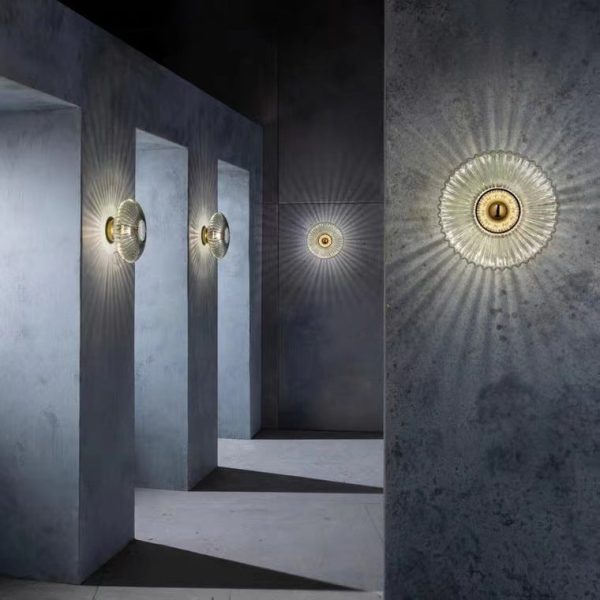 Nordic Vintage Striped Glass Round Disc 1-Light Wall Sconce Lamp - Image 3