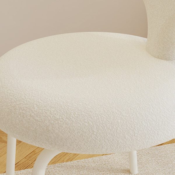 Contemporary Creative Cloud Shape Lambswool Upholstered Swivel Vanity Stool Backrest For Bedroom - Image 6