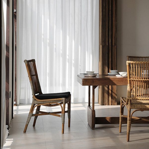 Traditional Chinese Square Wood Weaving Dining Chair Four Legs Backrest Armrest For Dining Room - Image 13