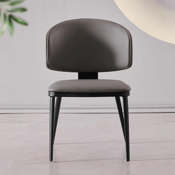 Modern Minimalist Square Cushion Microfiber Leather Carbon Steel Dining Chair Backrest For Dining Room - Image 16