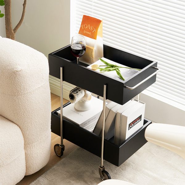 Modern Eclectic Rectangular Stainless Steel End Table 2-Tier For Living Room - Image 8