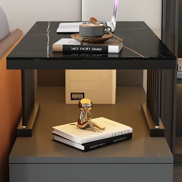 Contemporary Simplicity Rectangular Glass Top End Table 2-Tier Cabinet For Living Room - Image 11