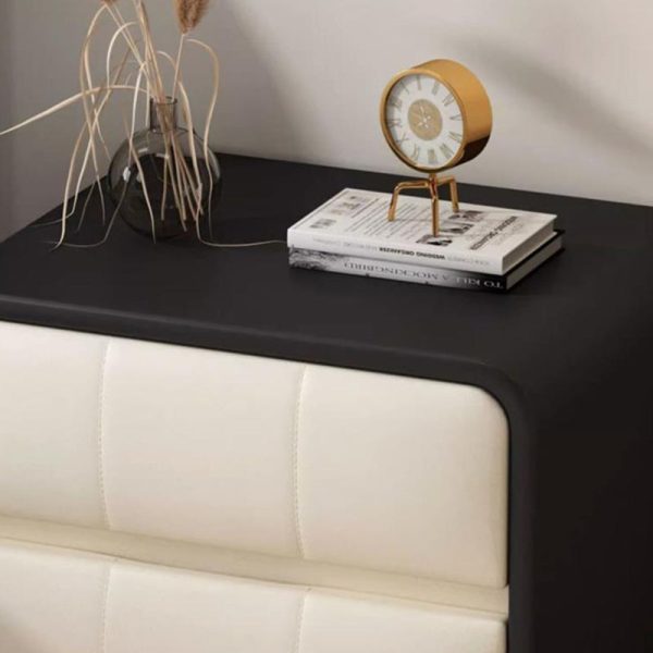 Contemporary Simplicity Square Microfiber Leather Wood Frame End Table 2-Drawer For Bedroom - Image 7