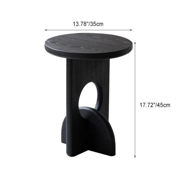 Modern Minimalist Round Cross Base Ash Wood End Table For Living Room - Image 4