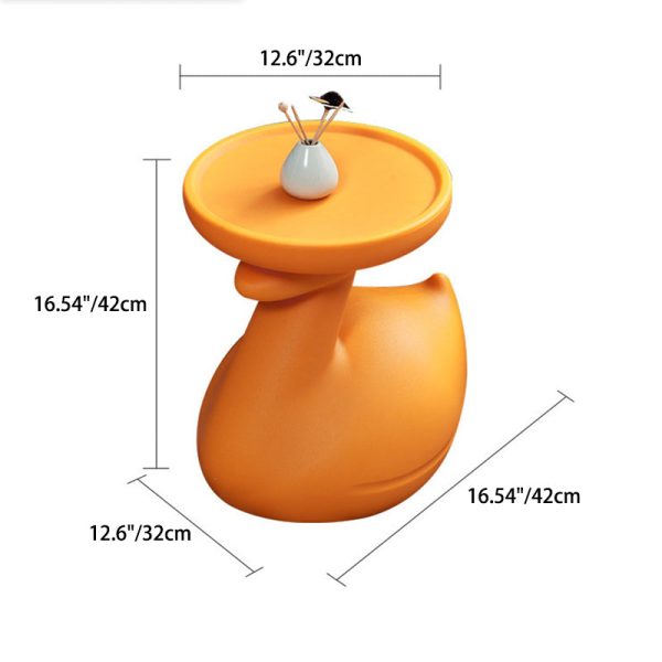 Contemporary Creative Plastic Tray Top Swan Shape Base End Table For Living Room - Image 5