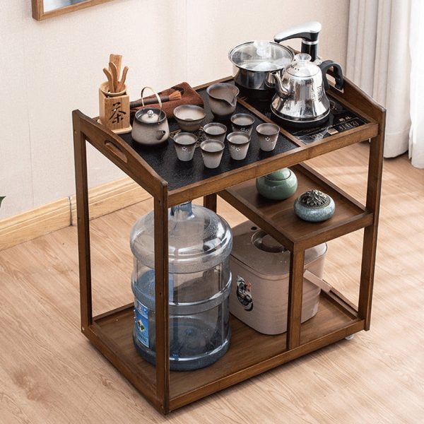 Modern Minimalist Rectangle Solid Wood End Table 3-Tier For Living Room - Image 3