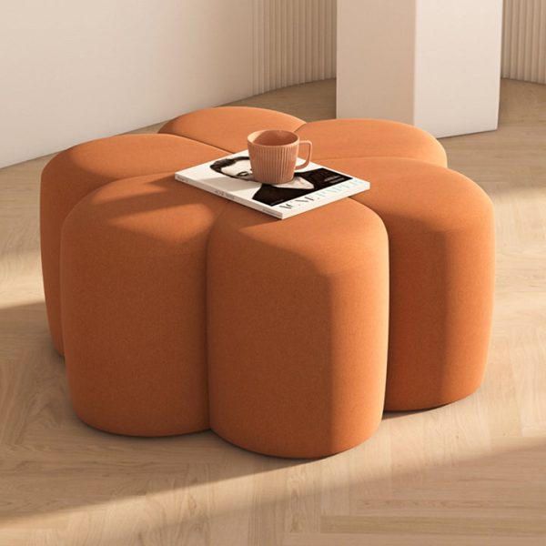 Contemporary Nordic Plum Blossom Shape Fabric Velvet Footstool For Living Room - Image 8