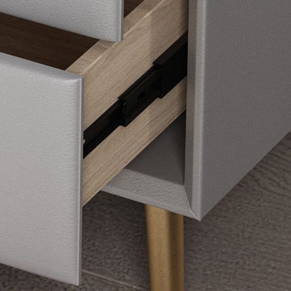 Modern Luxury Rectangular Solid Wood Leather Hardware Nightstand 2-Drawer For Bedroom - Image 8