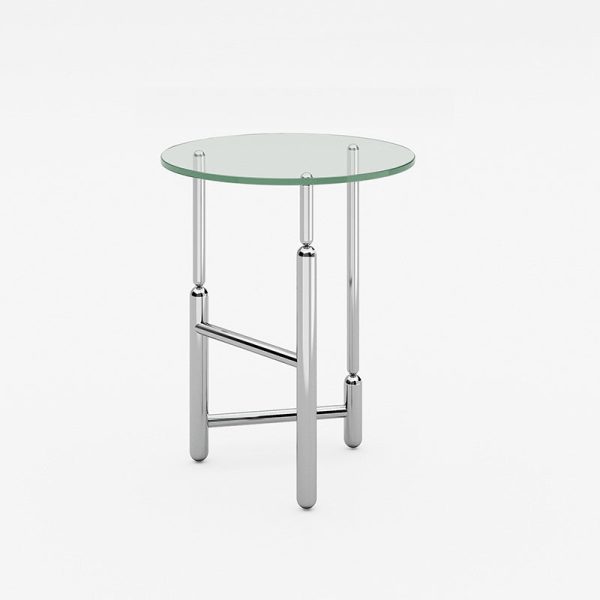 Modern Minimalist Cylinder Round Glass Iron End Table 1-Tier For Living Room - Image 10