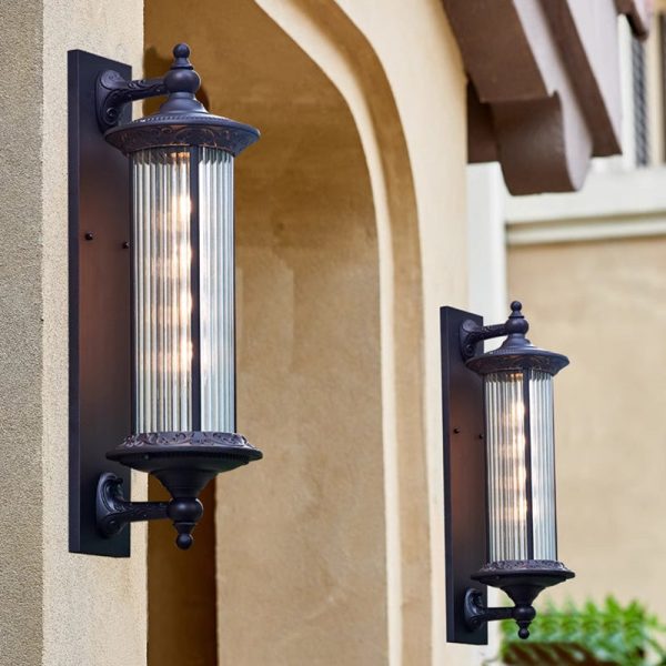 Contemporary Retro Waterproof Aluminum Glass Cylinder 1-Light Wall Sconce Lamp For Garden - Image 12
