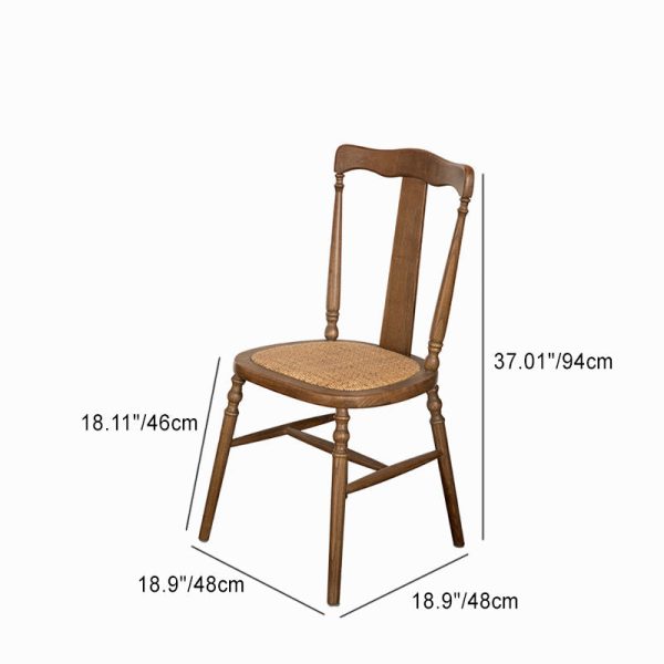 Traditional Vintage Scallop Shape Solid Wood Frame Dining Chair Slat Back Footrest For Dining Room - Image 5