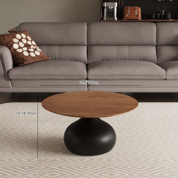 Traditional Vintage Round Orb Solid Wood Carbon Steel End Table 1-Tier For Living Room - Image 6