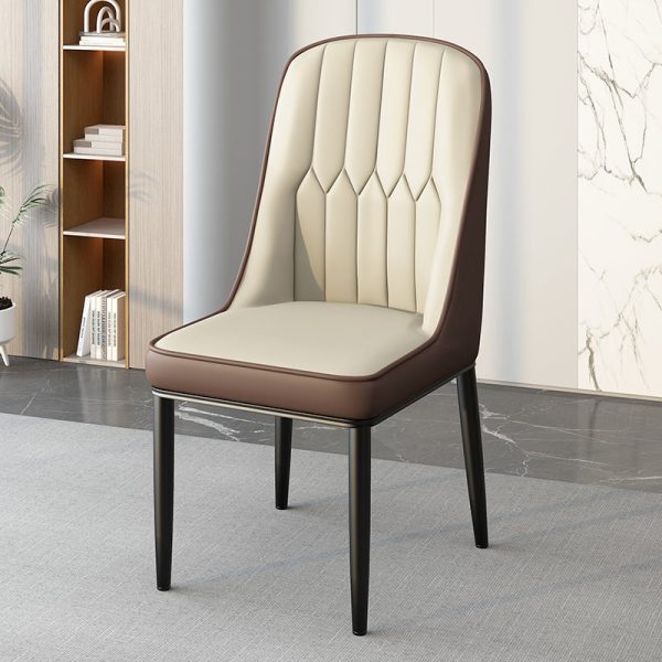Modern Simplicity Leather Sponge Carbon Steel Metal Square Dining Chair Backrest Armrest For Dining Room - Image 25