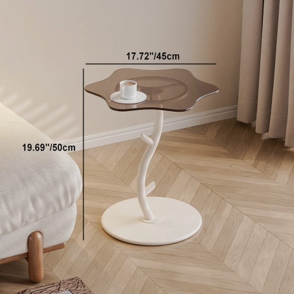 Contemporary Creative Clouds Rock Slab Tempered Glass End Table 1-Tier For Bedroom - Image 3