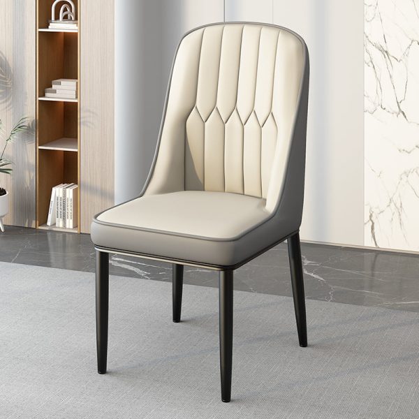 Modern Simplicity Leather Sponge Carbon Steel Metal Square Dining Chair Backrest Armrest For Dining Room - Image 12