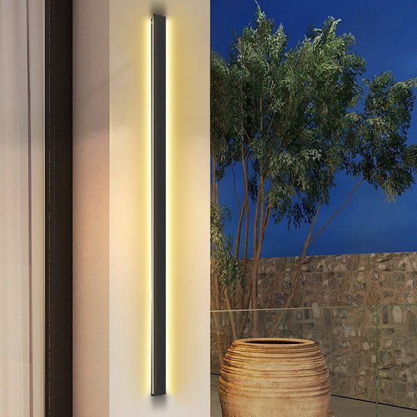 Waterproof Outdoor Long Strip Black Modern Porch Lights Outdoor Wall Lights