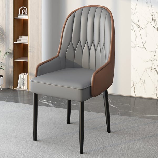 Modern Simplicity Leather Sponge Carbon Steel Metal Square Dining Chair Backrest Armrest For Dining Room - Image 4