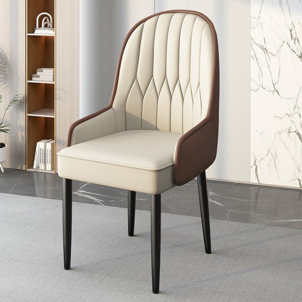 Modern Simplicity Leather Sponge Carbon Steel Metal Square Dining Chair Backrest Armrest For Dining Room - Image 43