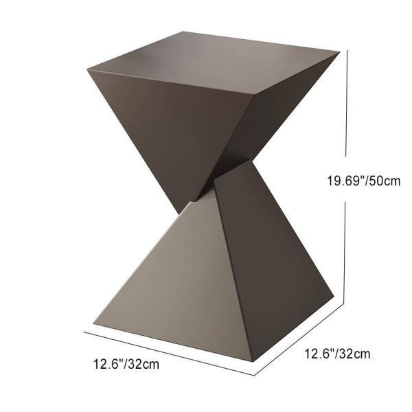 Modern Minimalist Square Funnel Metal End Table For Living Room - Image 3