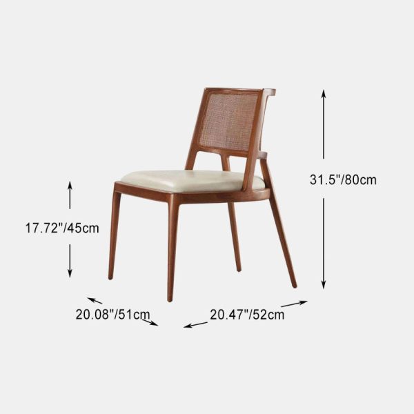 Traditional Chinese Square Wood Weaving Leather Dining Chair Four Legs Backrest Armrest For Dining Room - Image 4