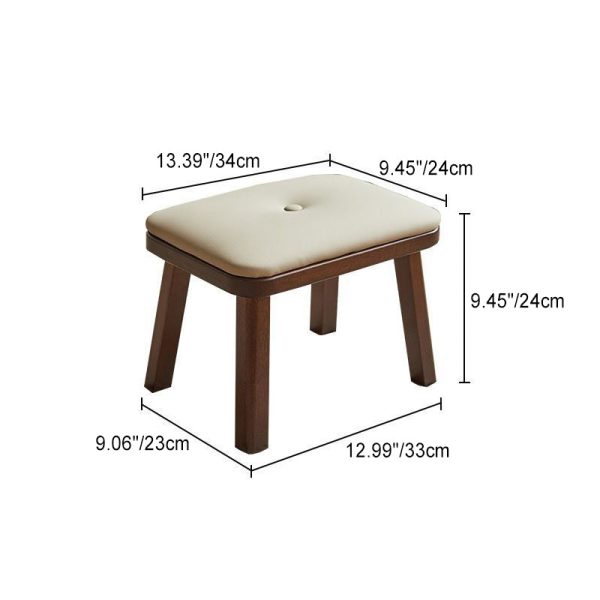 Modern Minimalist Square PU Leather Solid Wood Chair Backless Armless For Living Room - Image 4