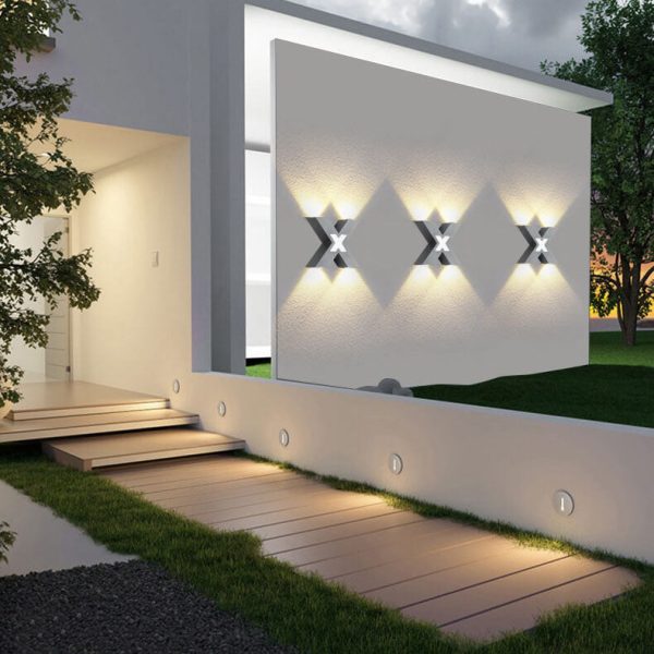 Modern Waterproof Letter X Shaped LED 4-Light Outdoor Wall Sconce Lamp - Image 3