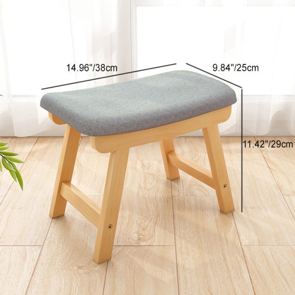 Contemporary Simplicity Rectangular Wood Fabric Vanity Stool Backless Armless For Bedroom - Image 4