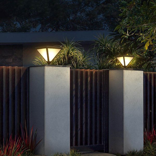 Simple Triangle LED Solar Outdoor Waterproof Lawn Fence Lamp - Image 2