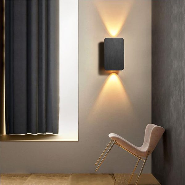 Nordic Minimalist Aluminum Rectangular Flat Panel 2-Light LED Wall Sconce Lamp - Image 9