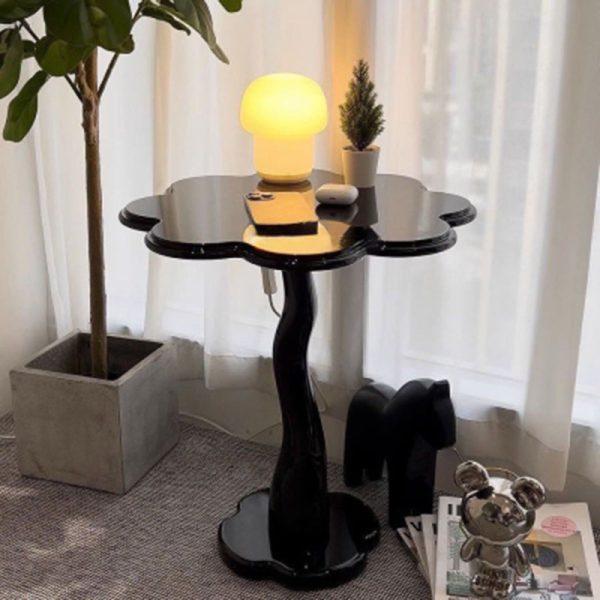 Contemporary Scandinavian Petal Flower Glass Stainless Steel End Table 1-Tier For Living Room - Image 15