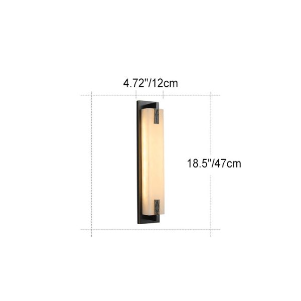 Modern Transitional Rectangular Copper Marble LED Outdoor Wall Sconce Lamp For Outdoor Patio - Image 4