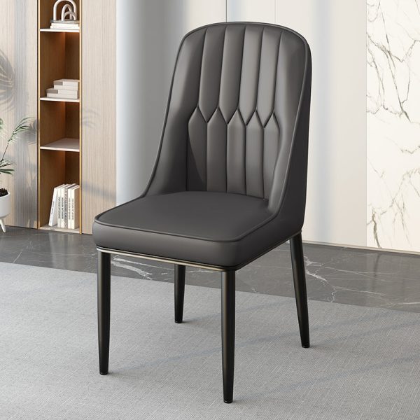 Modern Simplicity Leather Sponge Carbon Steel Metal Square Dining Chair Backrest Armrest For Dining Room - Image 3