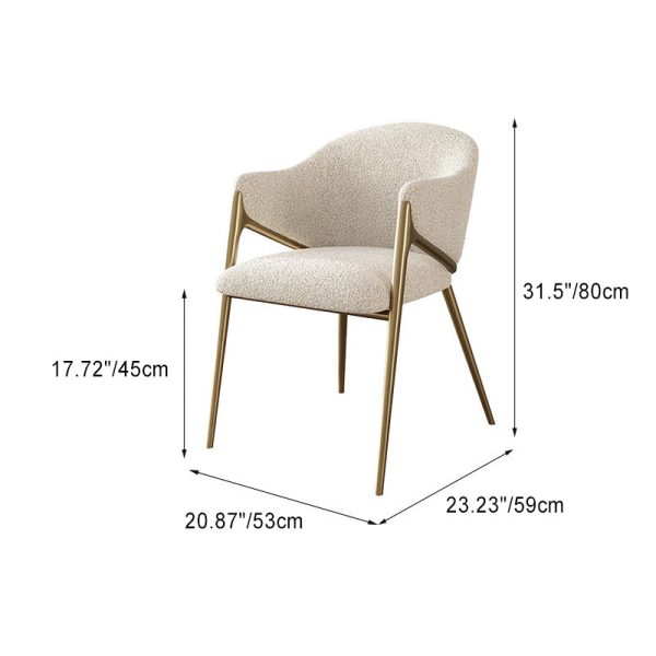 Contemporary Luxury Round Lambswool Stainless Steel Legs Dining Chair Backrest Armrest For Dining Room - Image 6