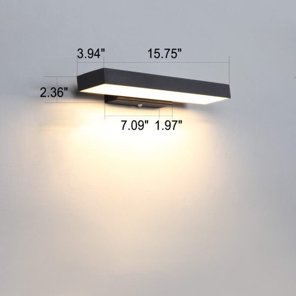 Modern Minimalist Rectangular Flat LED Sensor Outdoor Waterproof Wall Sconce Lamp - Image 7