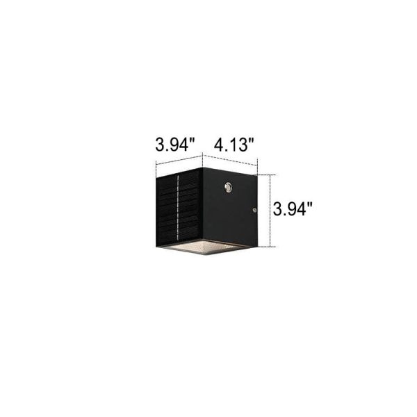 Modern Solar Black Rectangular Die-Cast Aluminum Solar LED Outdoor Wall Light - Image 4