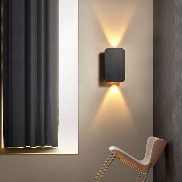 Nordic Minimalist Aluminum Rectangular Flat Panel 2-Light LED Wall Sconce Lamp - Image 10