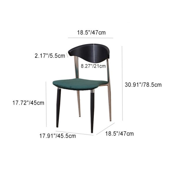 Traditional Vintage Square Velvet Iron Tapered Legs Dining Chair Backrest Armless For Dining Room - Image 5