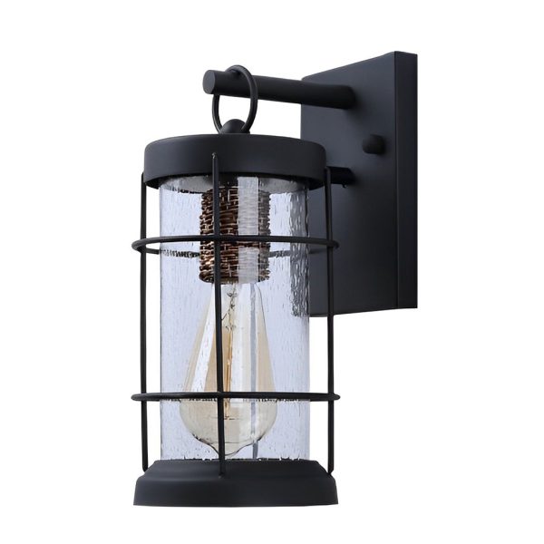 Waterproof Iron Glass Lantern Black Retro Rustic Exterior Wall Lights - Image 6