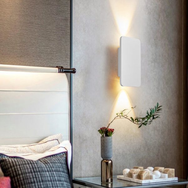 Nordic Minimalist Aluminum Rectangular Flat Panel 2-Light LED Wall Sconce Lamp - Image 3