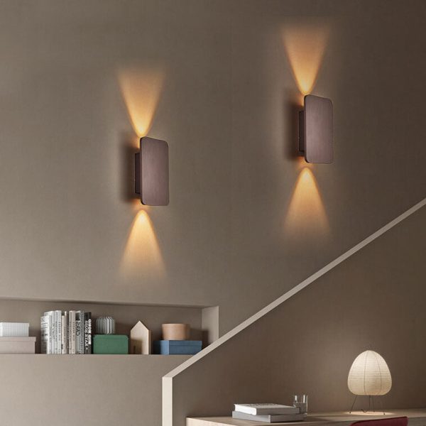 Nordic Minimalist Aluminum Rectangular Flat Panel 2-Light LED Wall Sconce Lamp - Image 7